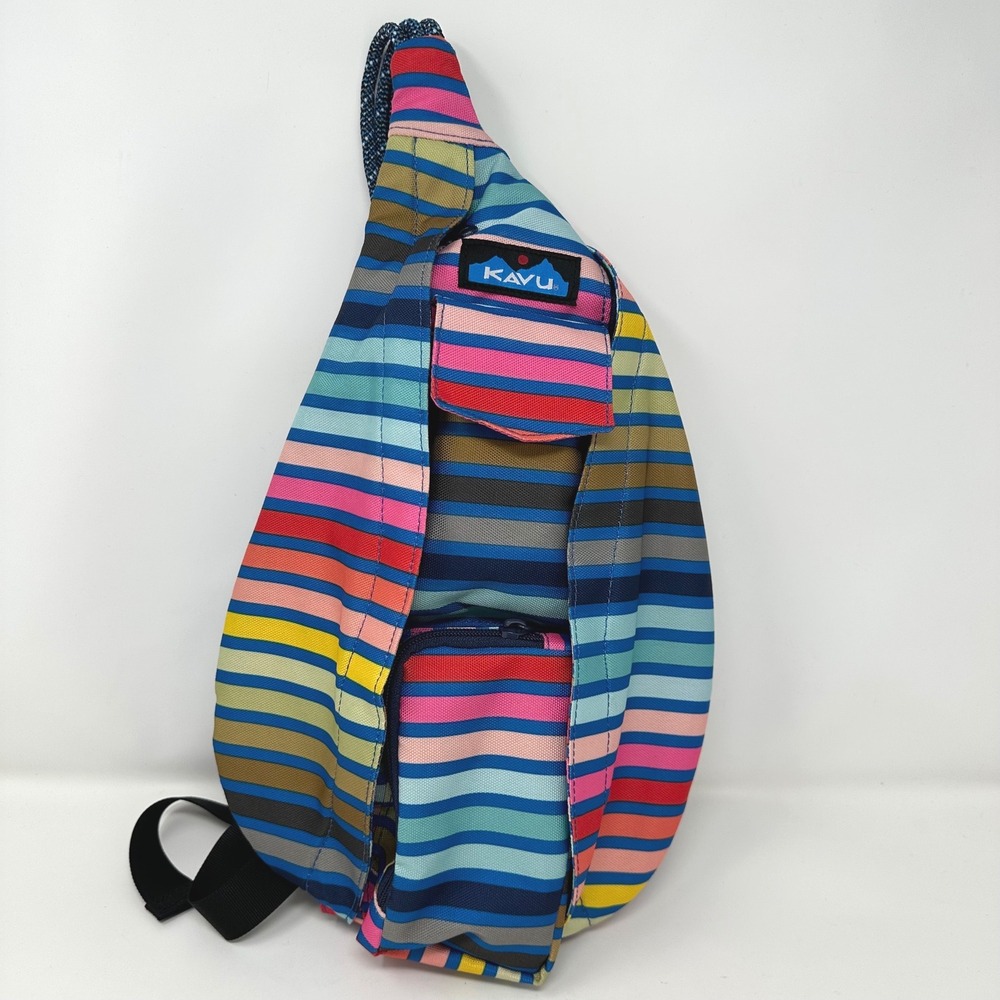 Kavu Rope Sling Bag Chroma Stripe Canvas Crossbody‎ Backpack Hiking Outdoor